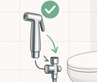 good but now instead of a sink, make it like you are moving into the wc (adding a wc water jet pistol) 