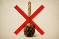 make a toilet wc brush with an X over this, like saying (say no to the wc toilet brush), try to make it dirty 